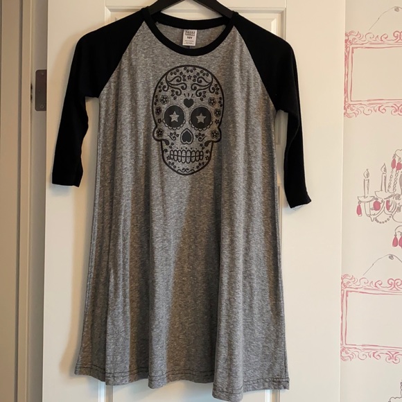 Baseball skull t-shirt dress for girls - Picture 1 of 3